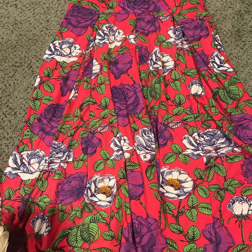 Floral Red and Purple Women's Skirt